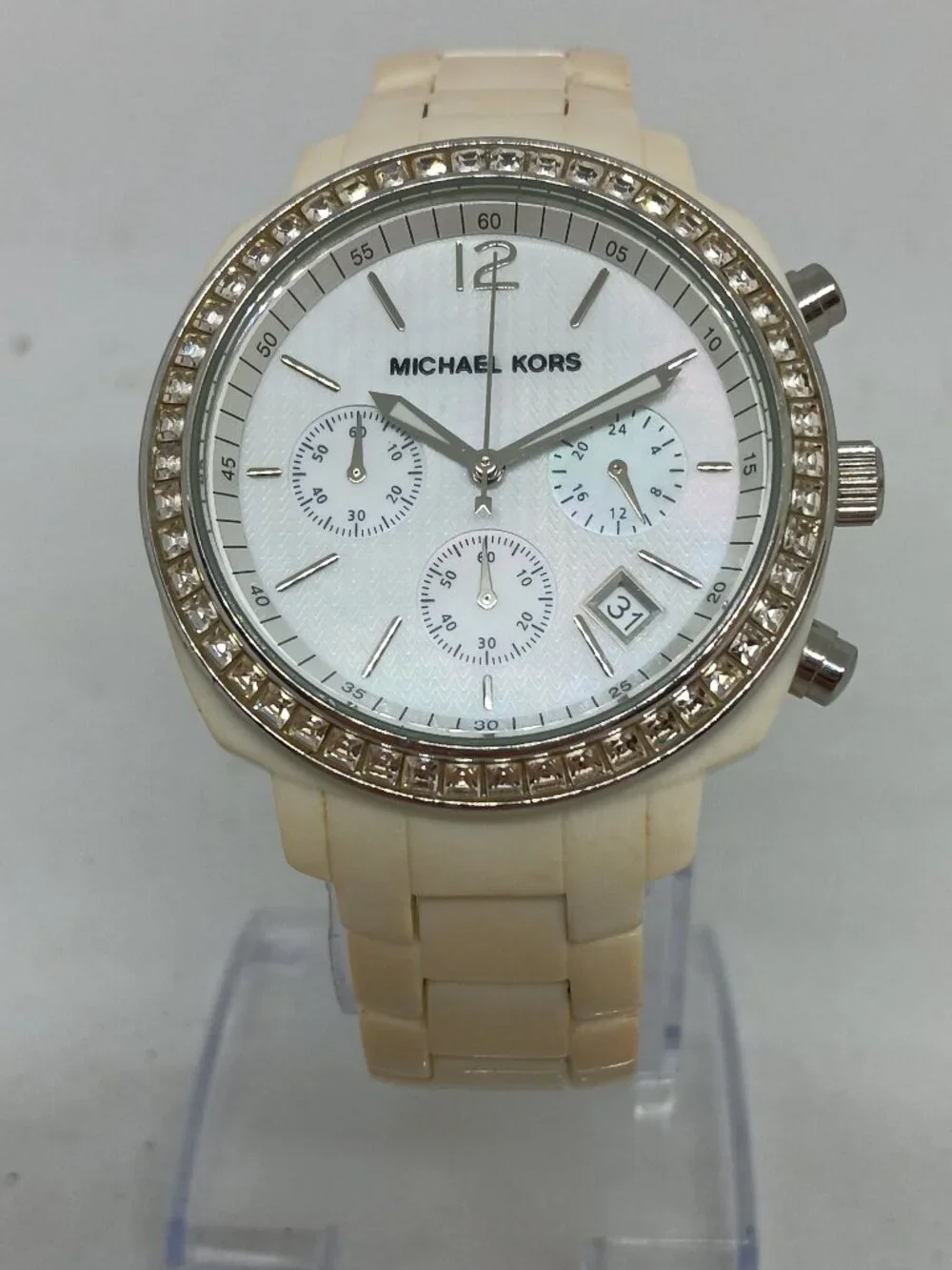 Michael Kors MK-5079 Women's 39 mm Acrylic Chrono Quartz Crystal Bezel Watch